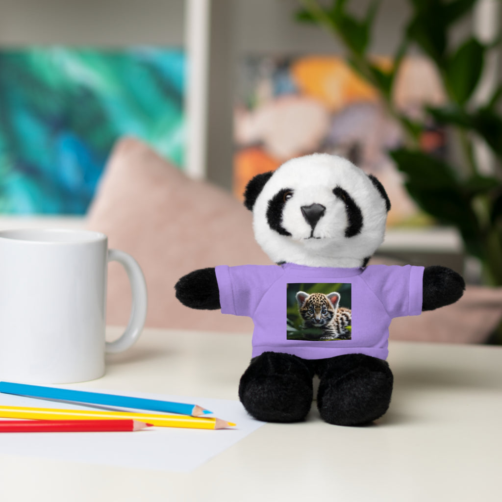 Plush Teddy Bear with Leopard Cub Tee — Cute Animal Gift for Kids & Wildlife Lovers