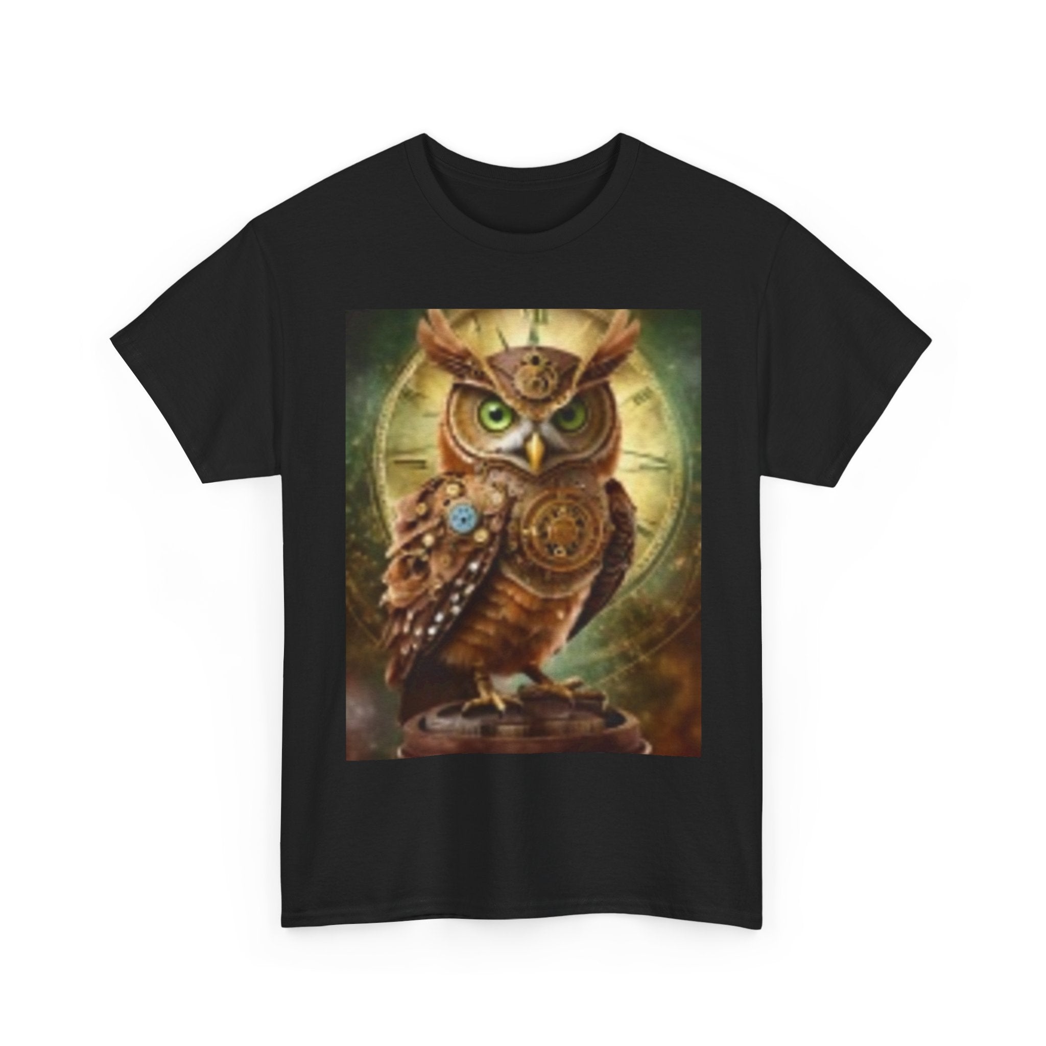 Steampunk Owl Graphic Tee — Vintage Mechanical Owl T-Shirt