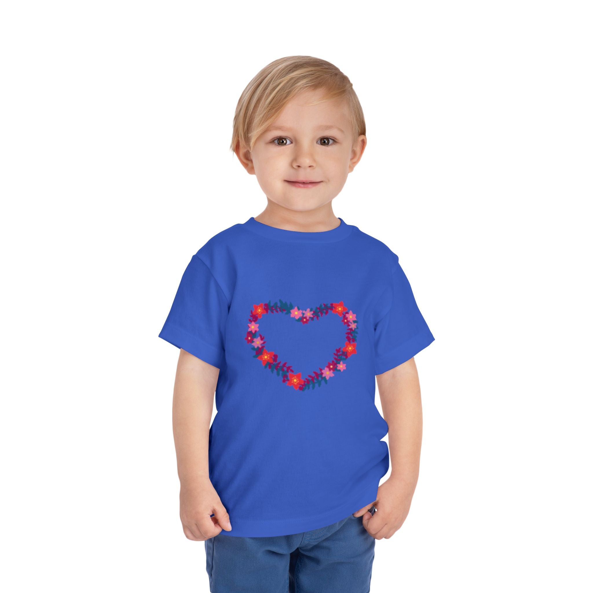 Toddler Tee — Floral Heart Graphic Kids' Short Sleeve Shirt