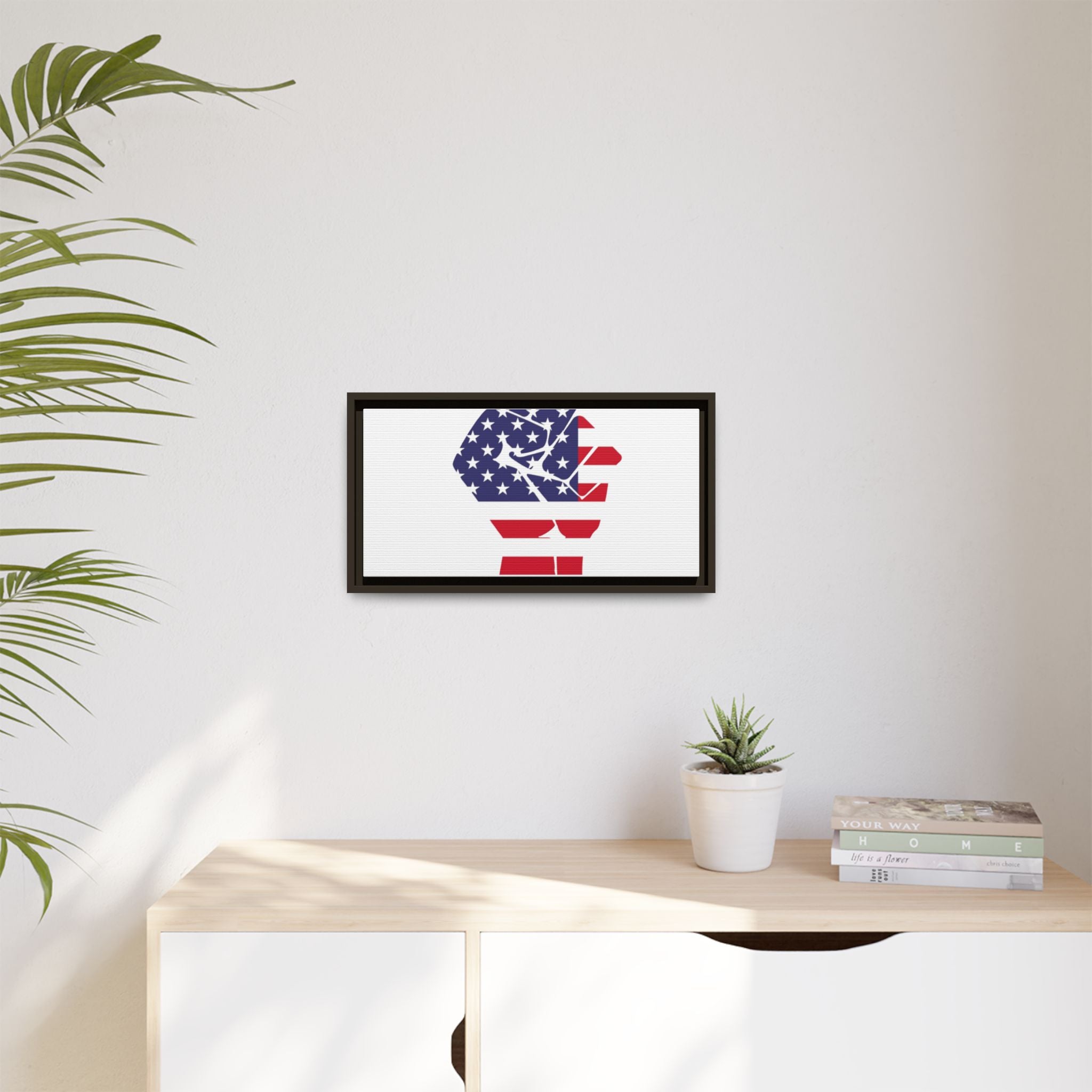 Framed Canvas Print – American Flag Fist Wall Art
