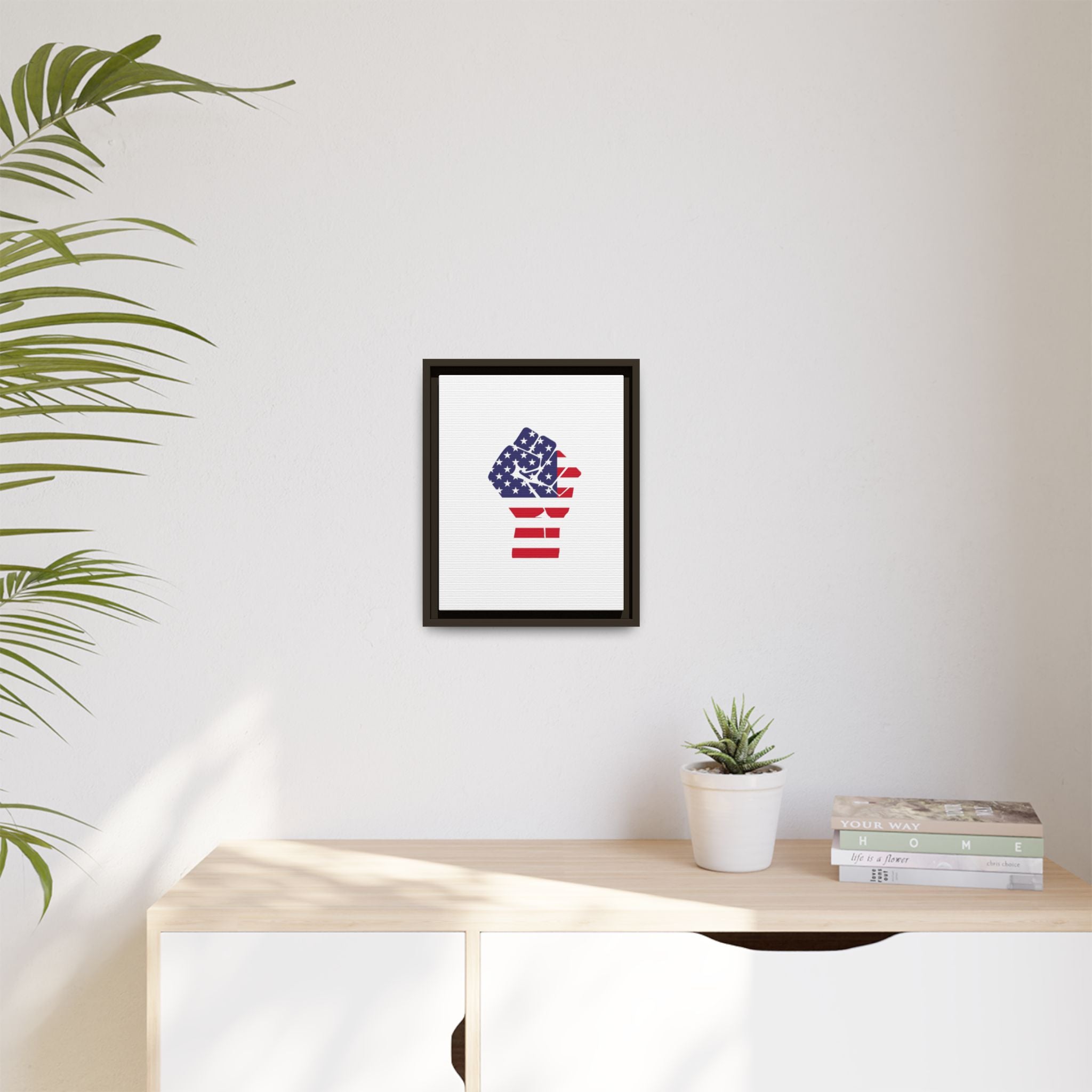 Framed Canvas Print – American Flag Fist Wall Art