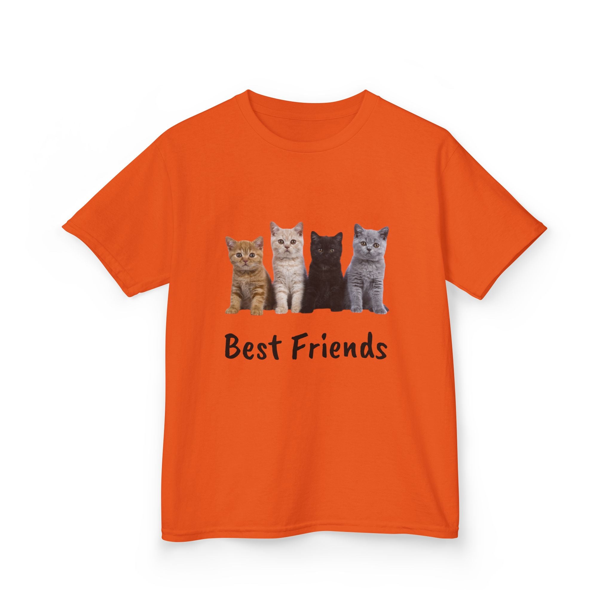 Kids Cat Paw T-Shirt — Cute Kitten Row Front & Paw Prints Back