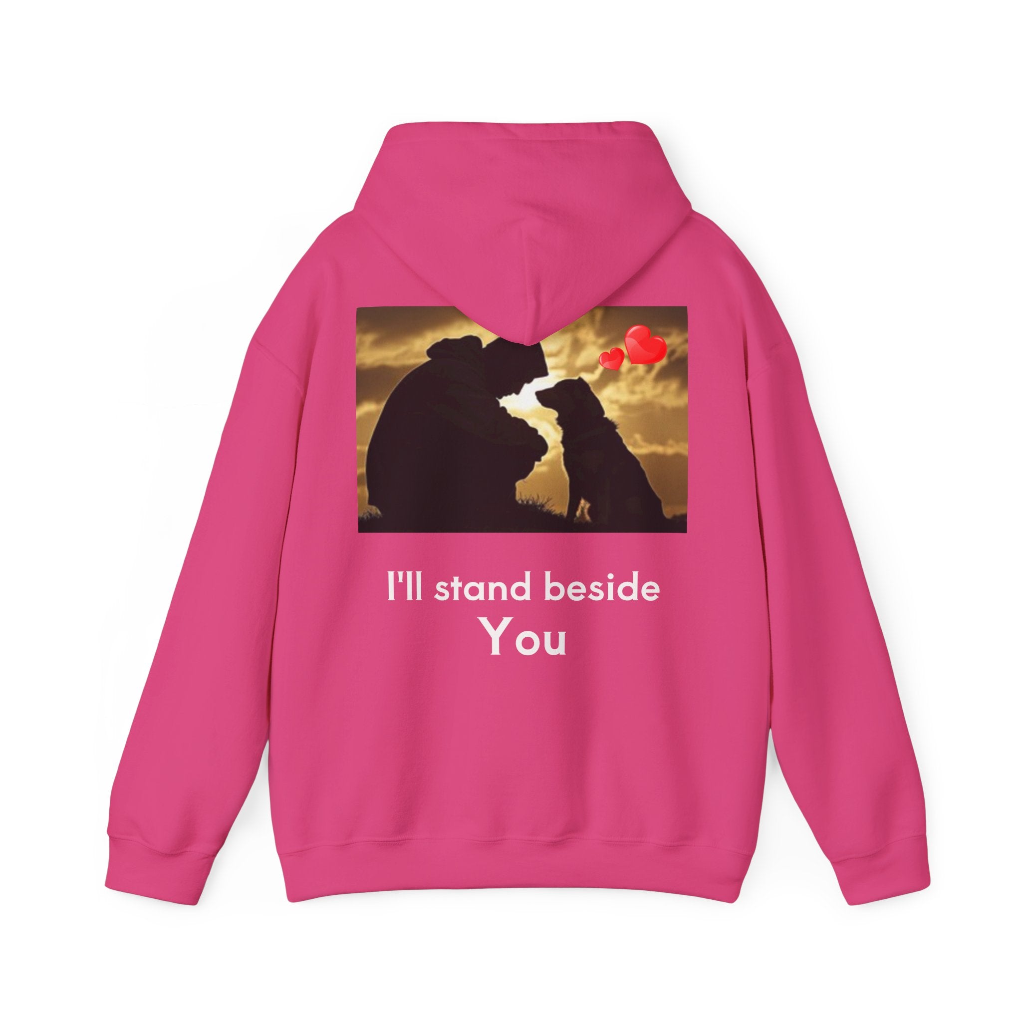 Hoodie — I'll stand beside You Silhouette of Person & Dog at Sunset Graphic Back Print