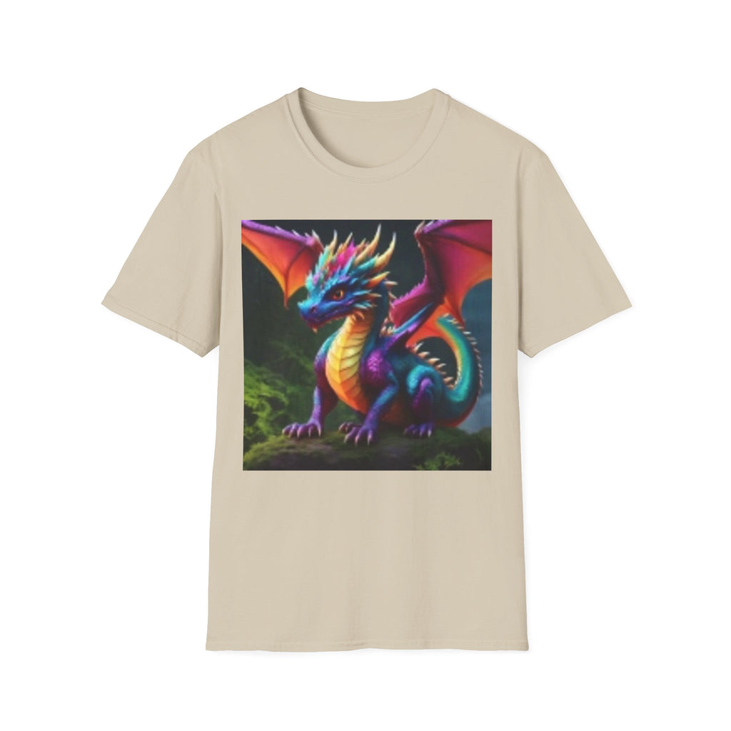 Colorful Fantasy Dragon T-Shirt — Vibrant Rainbow Baby Dragon Graphic Tee