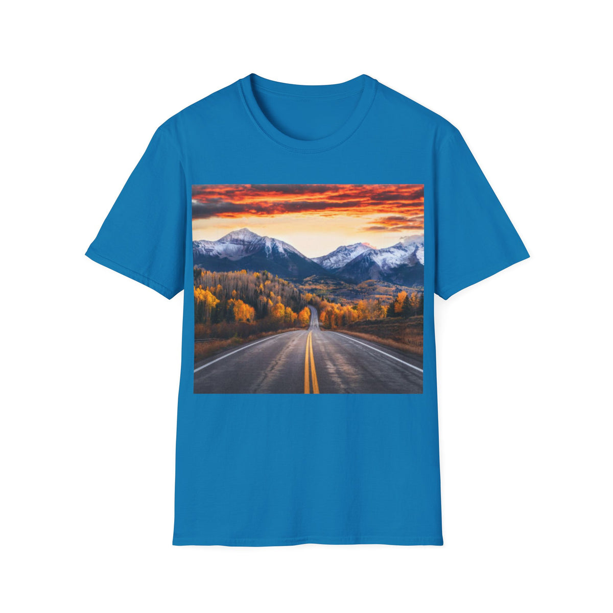 Road to the Rockies T-Shirt — Scenic Mountain Sunset Landscape Tee