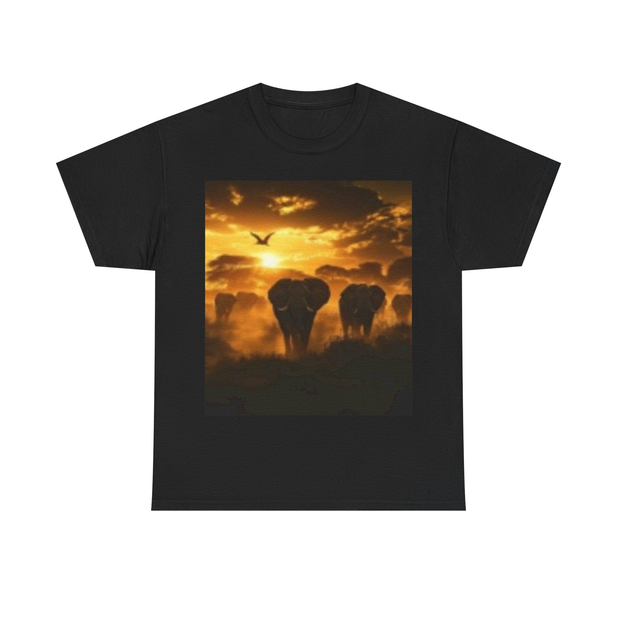 Elephant Sunset T-Shirt — African Safari Sunset Graphic Tee