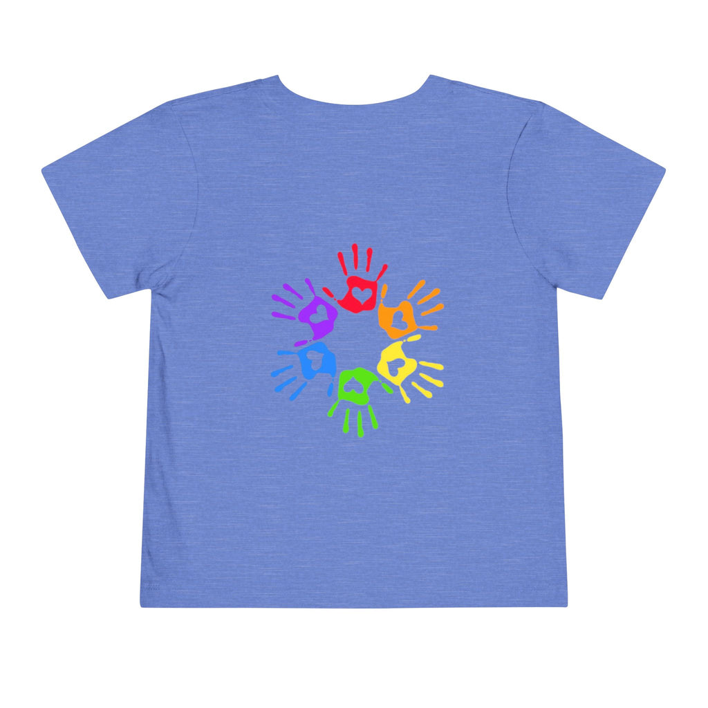 LOVE Floral Toddler T-shirt — Colorful Heart Handprint Kids Shirt