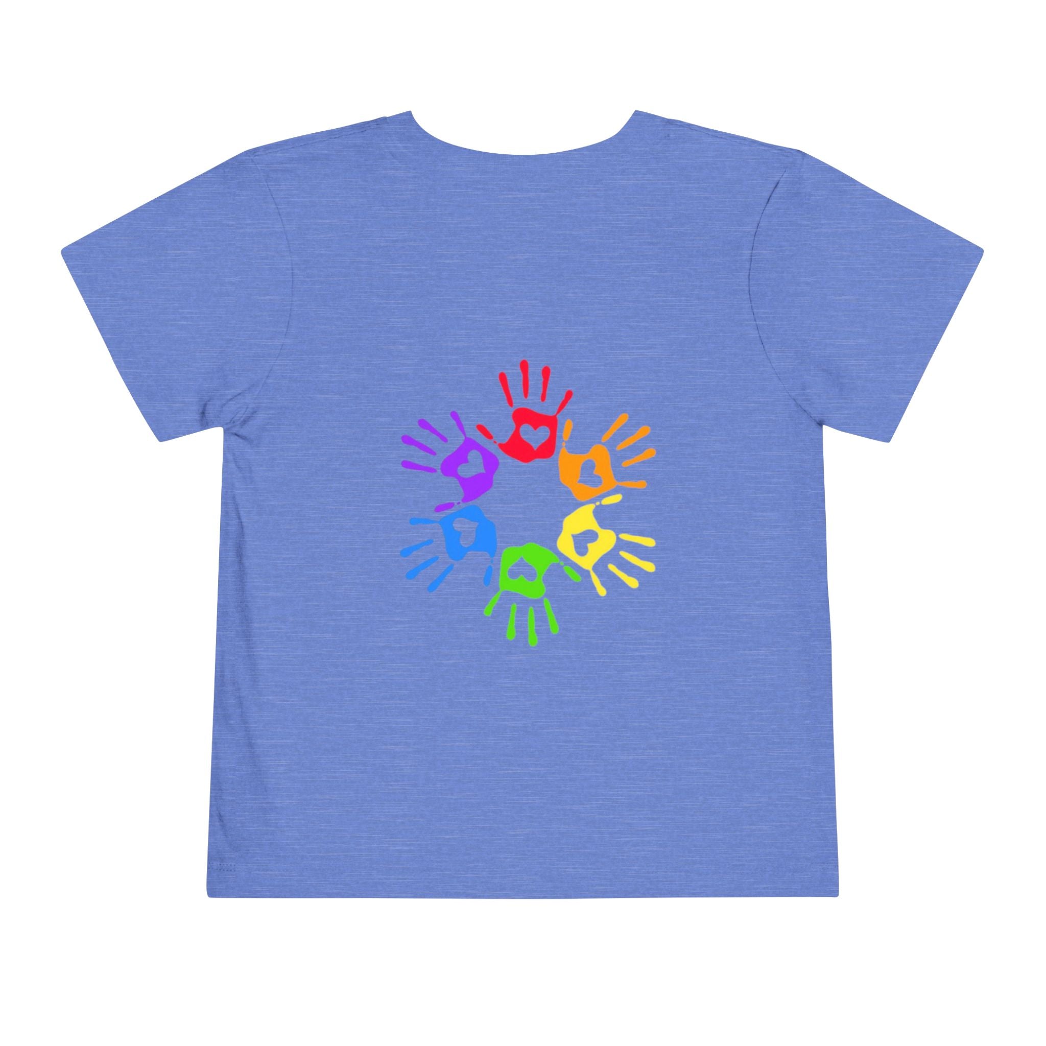 LOVE Floral Toddler T-shirt — Colorful Heart Handprint Kids Shirt