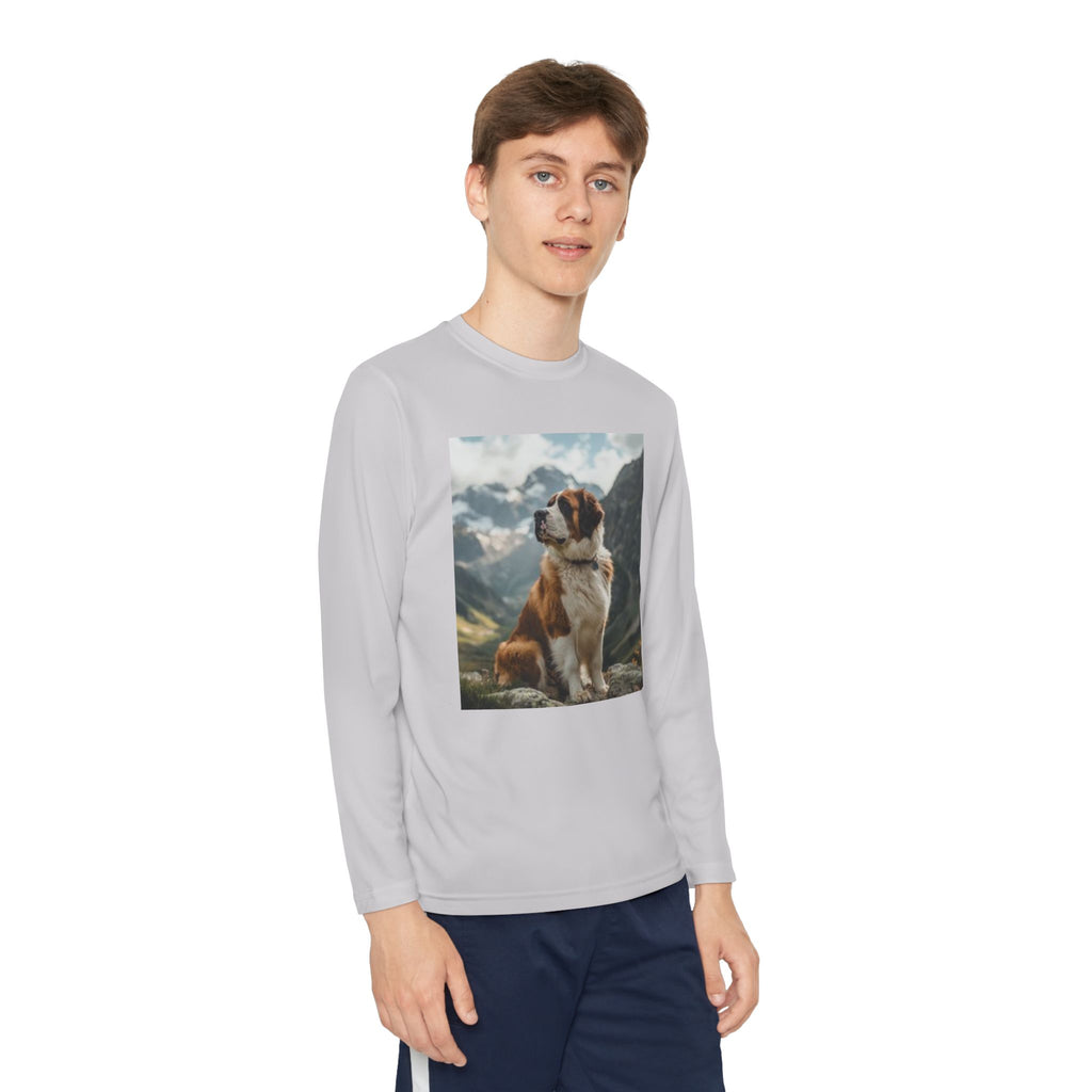 Youth Long Sleeve Tee — St. Bernard Mountain Dog Print