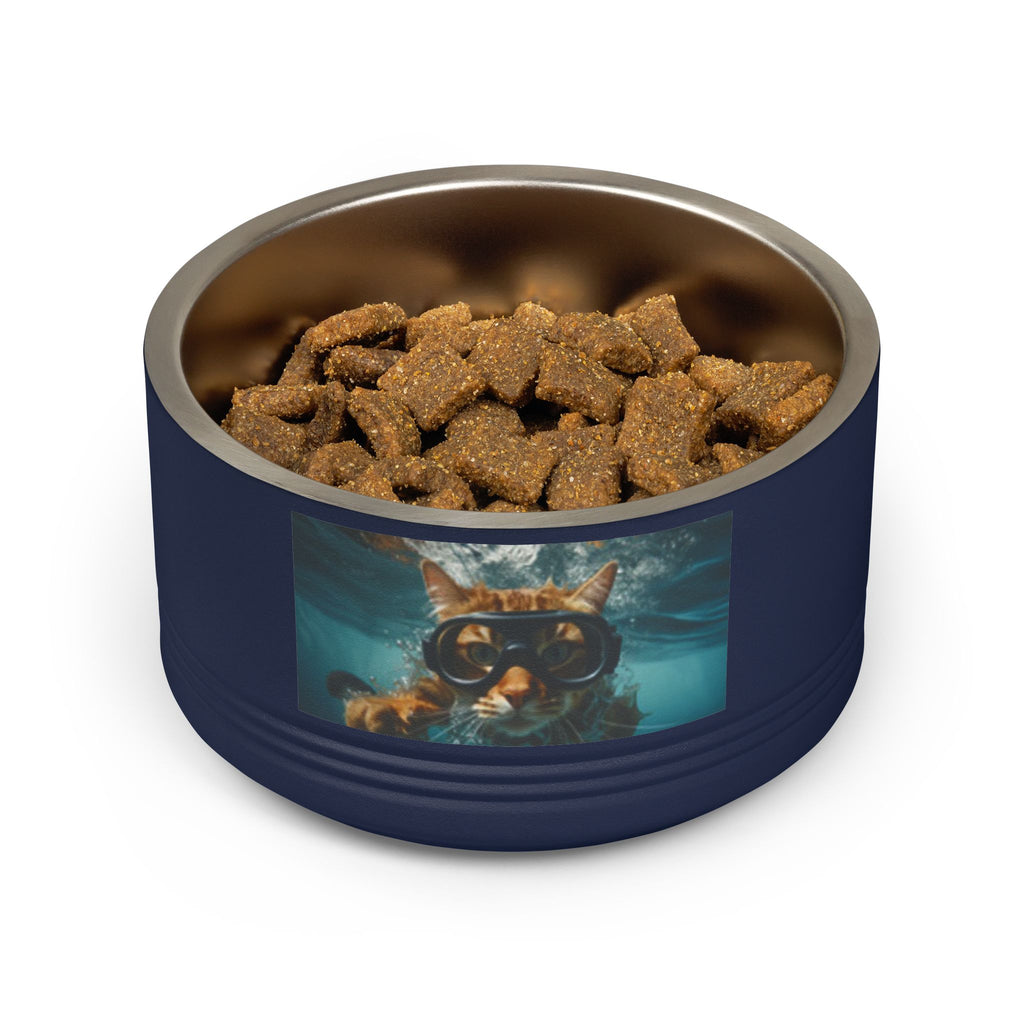 18oz Pet Bowl — Playful Diving Cat & Labradors  Design Stainless Steel Water & Food Dish