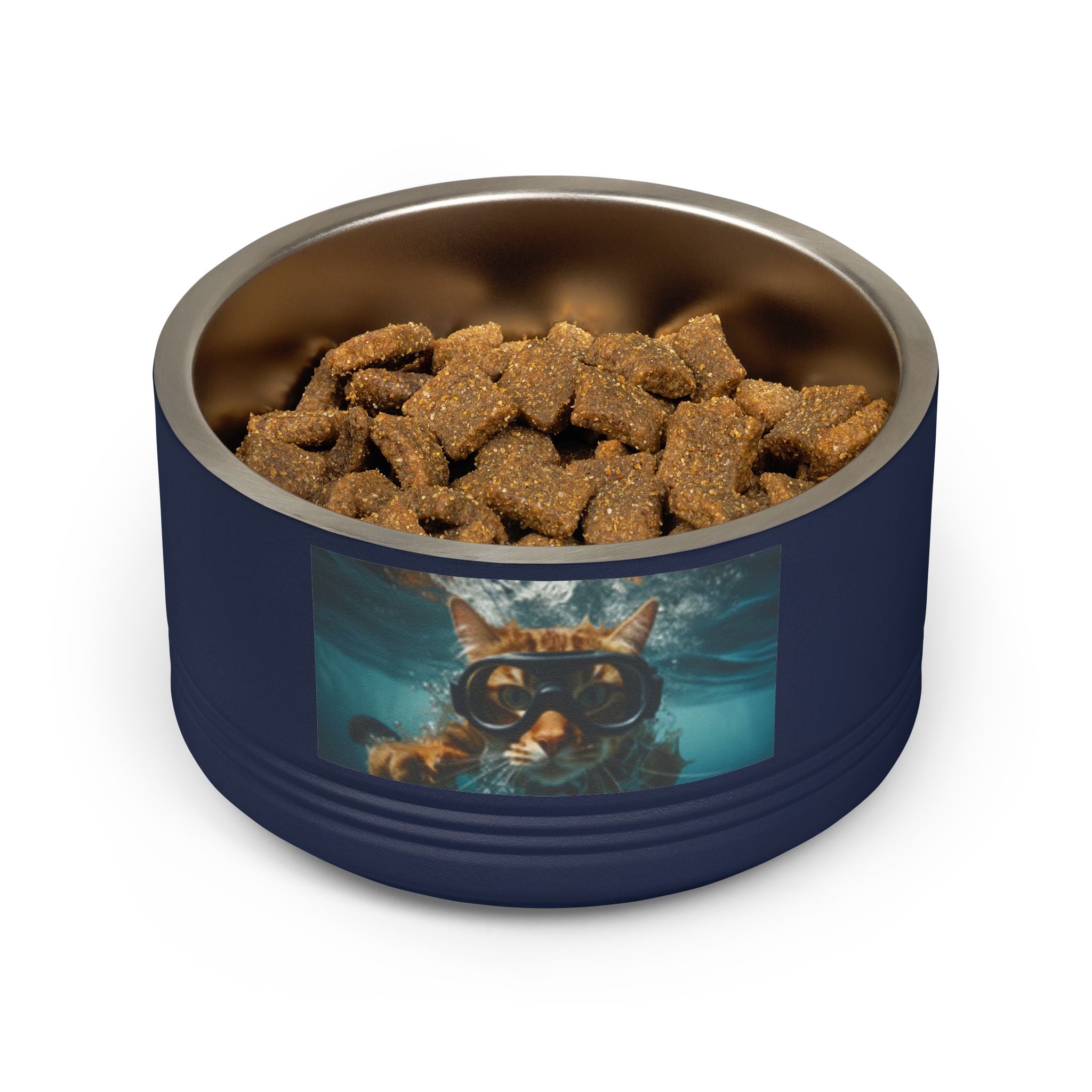 18oz Pet Bowl — Playful Diving Cat & Labradors  Design Stainless Steel Water & Food Dish