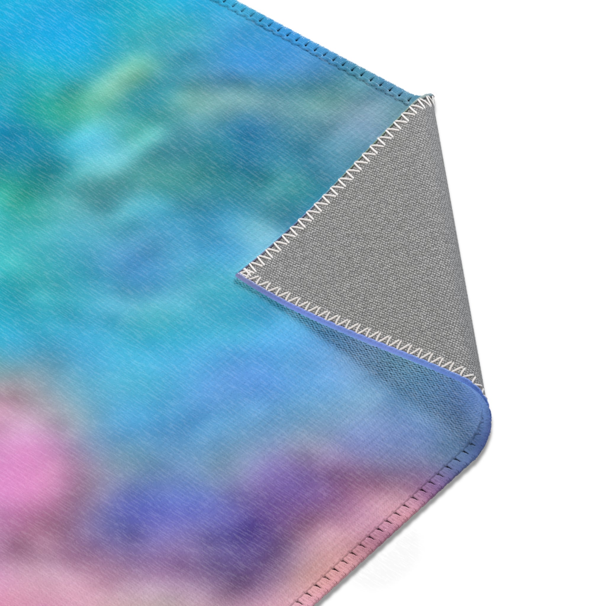 Vibrant Watercolor Area Rug — Colorful Abstract Blue Pink Green Floor Mat