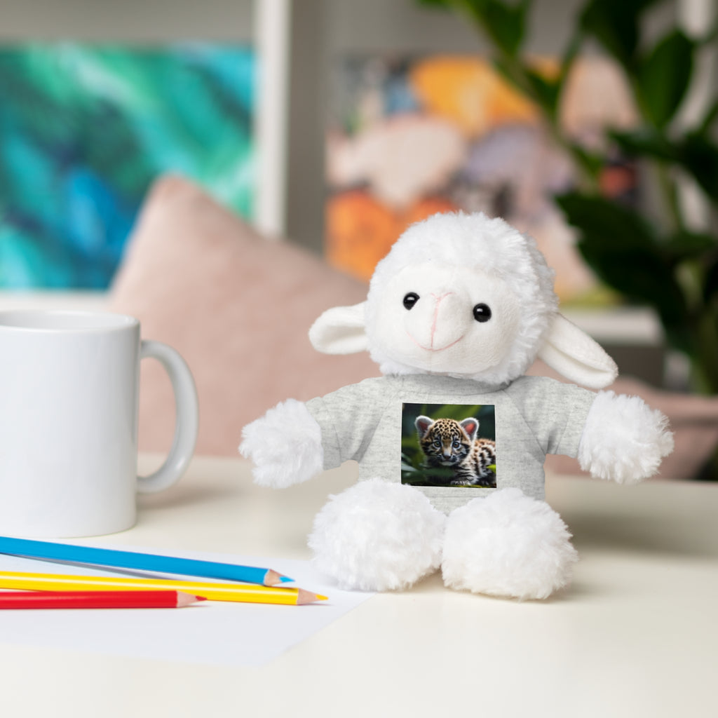 Plush Teddy Bear with Leopard Cub Tee — Cute Animal Gift for Kids & Wildlife Lovers