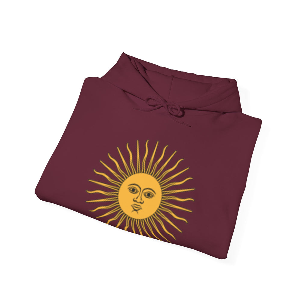 Sunface & Galloping Horses Hoodie — Boho Celestial Horse Art Sweatshirt