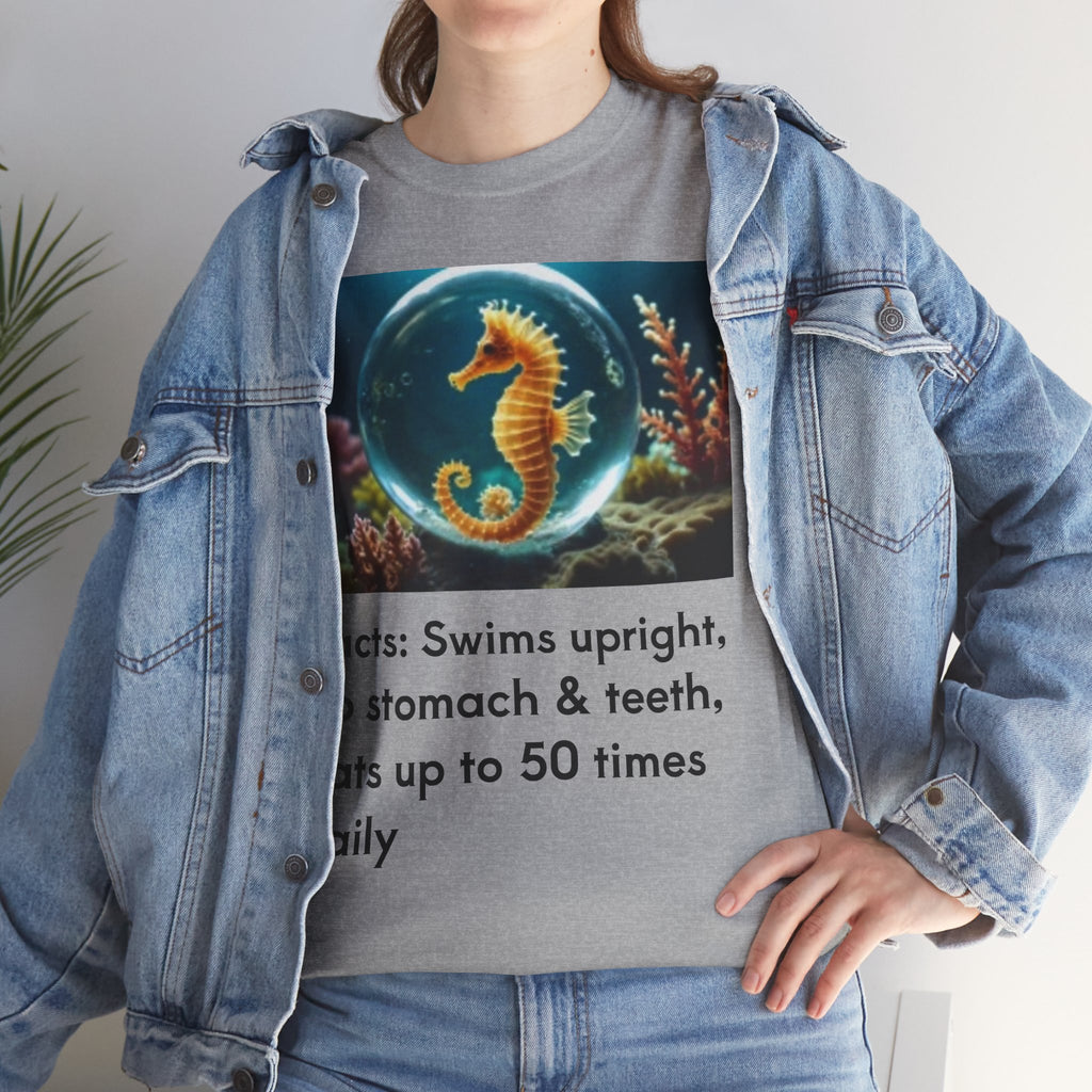 Seahorse Bubble & Facts T‑Shirt — Cute Marine Life Graphic Tee
