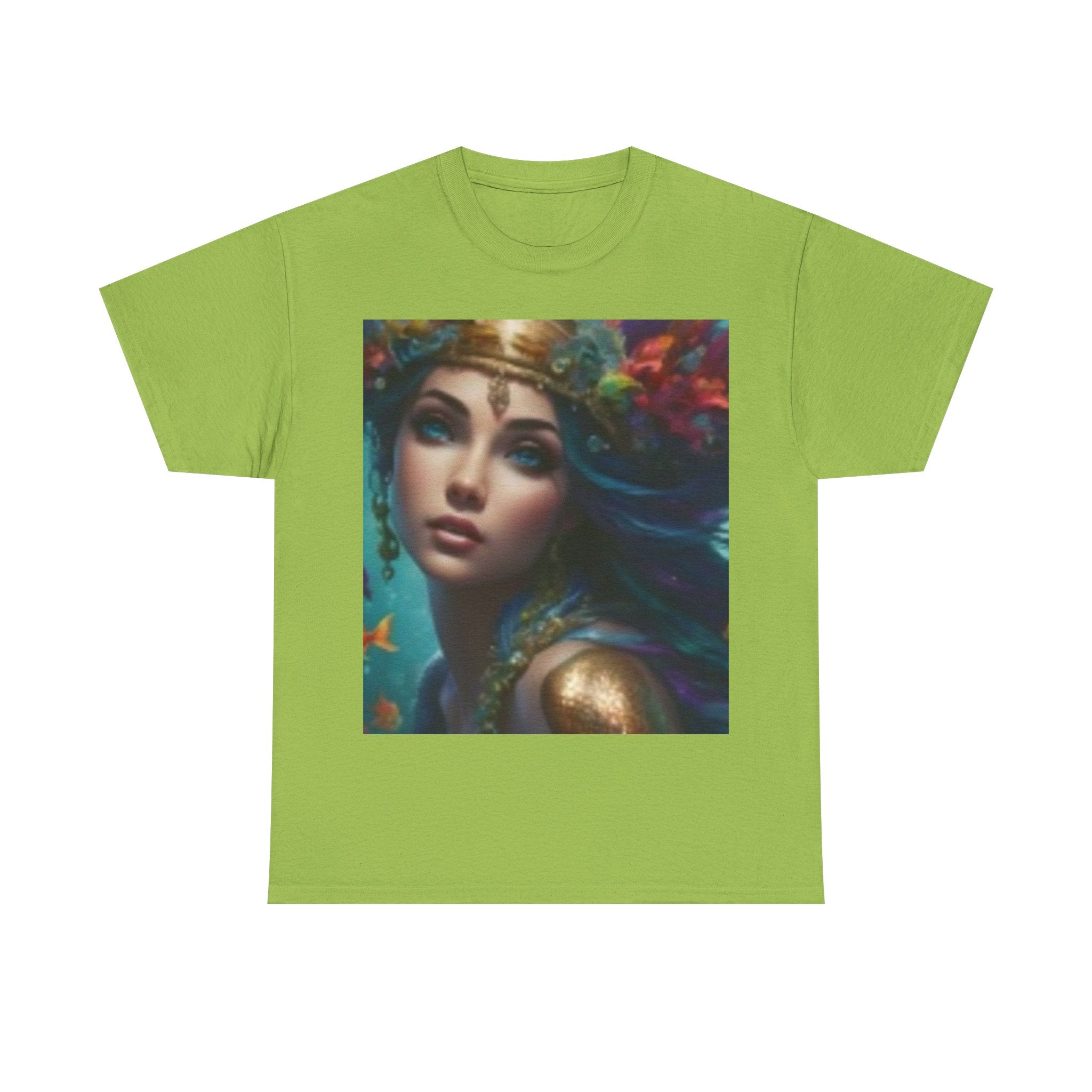T-shirt Portrait Coucher de Soleil Mythique — T-shirt Graphique Déesse Artistique & Coucher de Soleil Vibrant