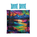 Cotton Bed Set - Vibrant Aurora Mountain Scenic Duvet Cover & Pillowcases