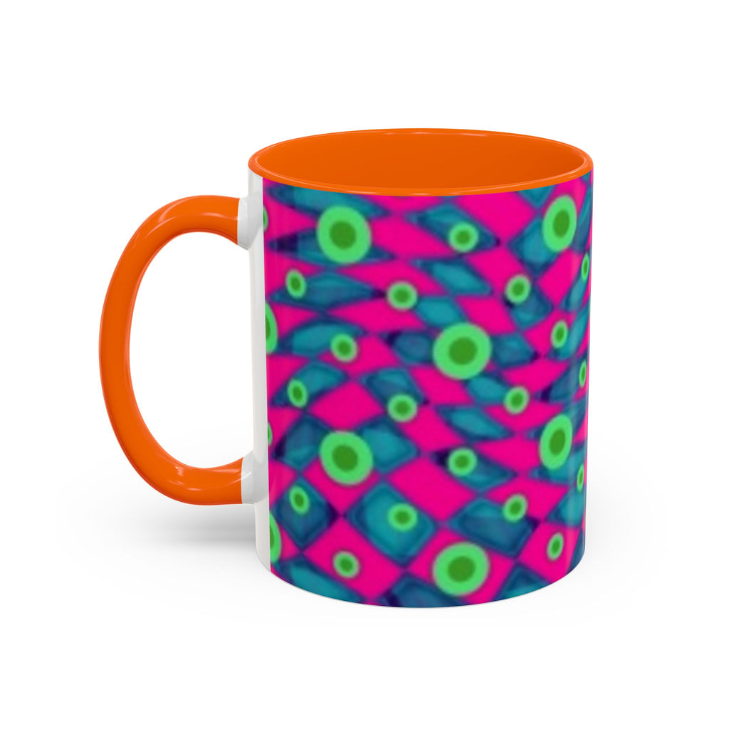 Abstract Neon Pattern Coffee Mug — Vibrant Retro Geometric Accent Mug (11/15oz)