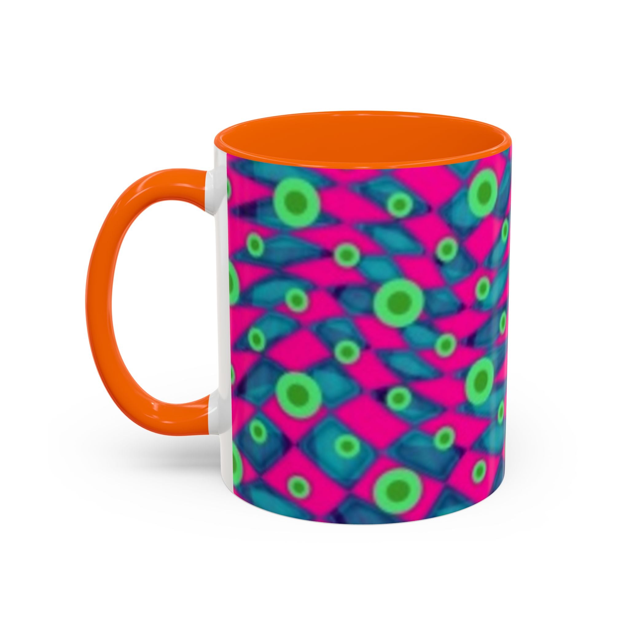 Abstract Neon Pattern Coffee Mug — Vibrant Retro Geometric Accent Mug (11/15oz)