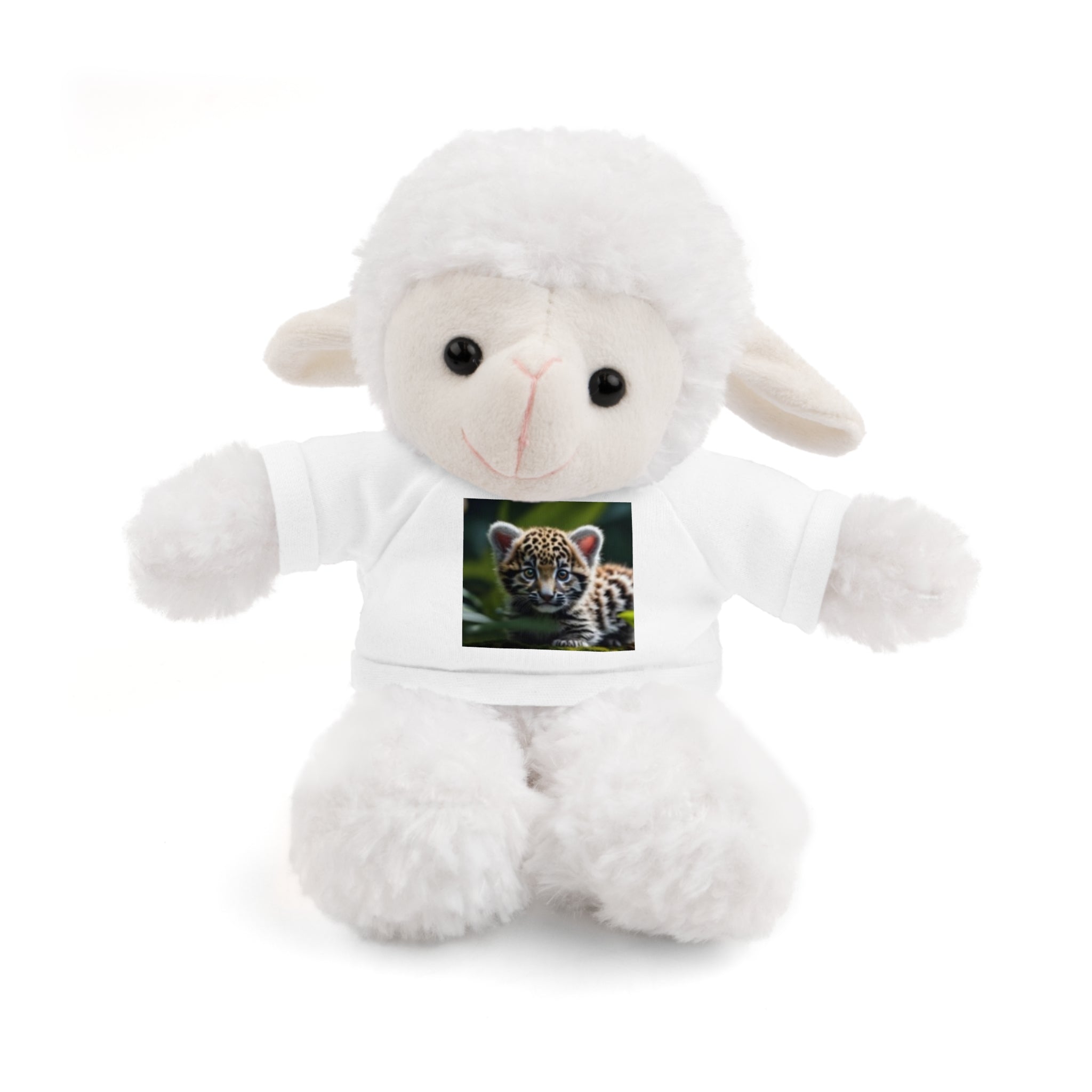 Plush Teddy Bear with Leopard Cub Tee — Cute Animal Gift for Kids & Wildlife Lovers