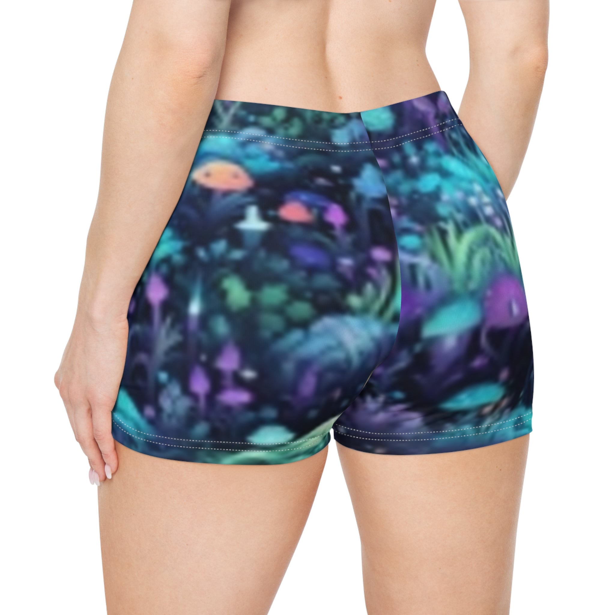 Neon Forest Women's Shorts – Mystic Mushroom & Foliage All-Over Print