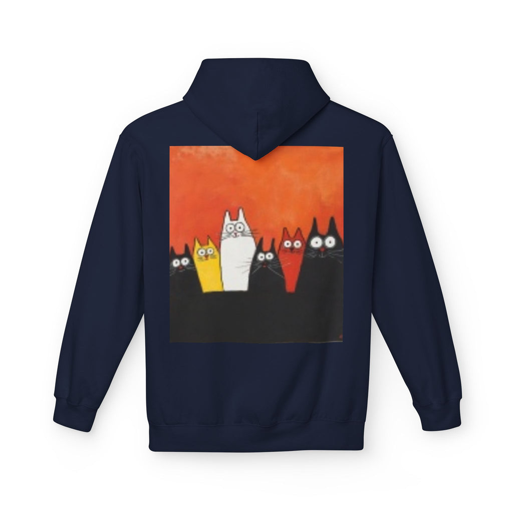 Women's Cute Cat Trio Hoodie – Whimsical Orange & Black Cat Graphic Pullover