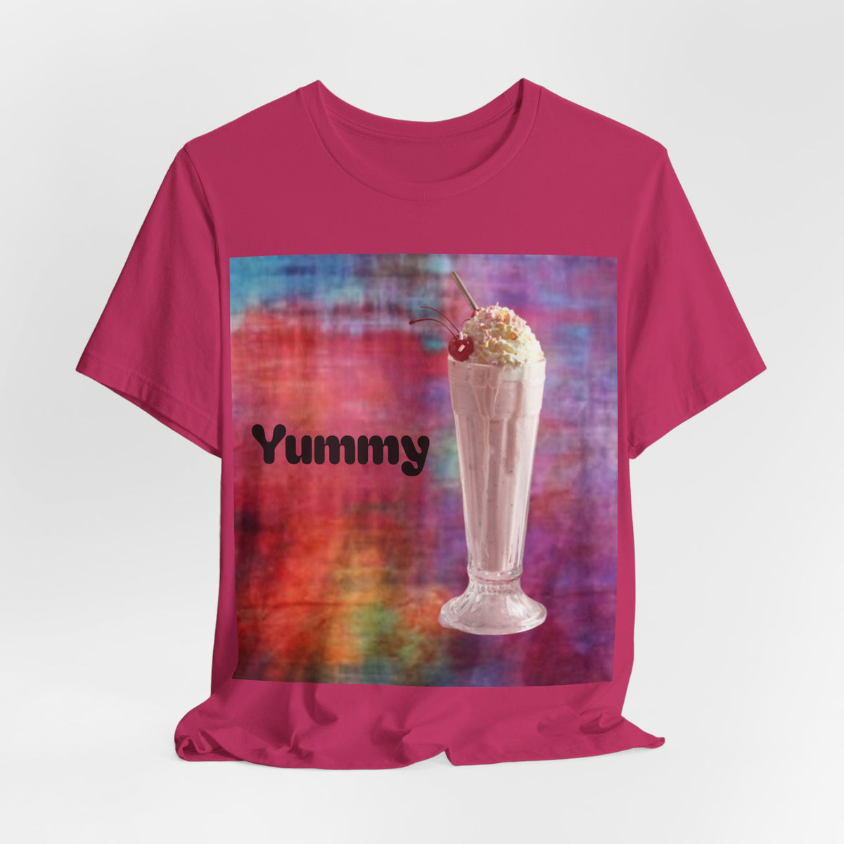 Yummy Strawberry Milkshake Tee - Retro Colorful Ice Cream Soda Graphic T-Shirt