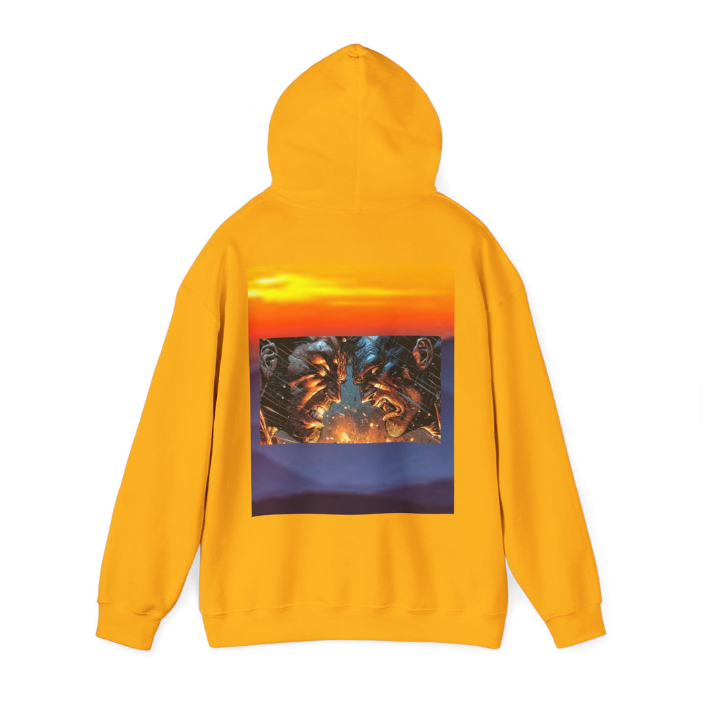 Marijuana Leaf Hoodie with Two Men Angry — Casual Streetwear Pullover