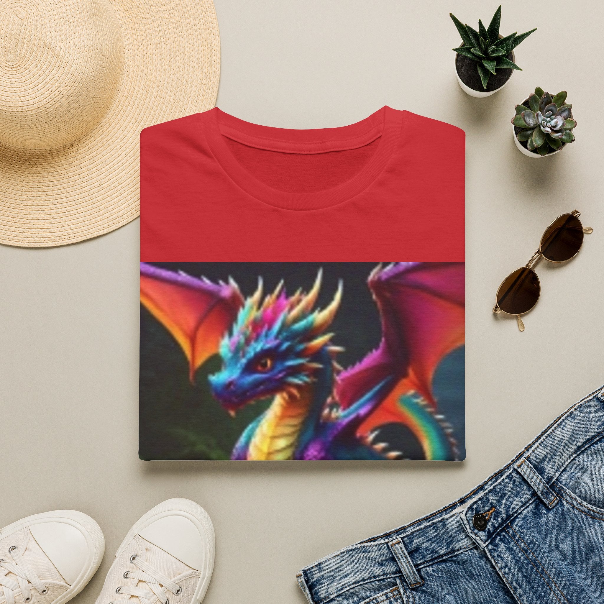 Colorful Fantasy Dragon T-Shirt — Vibrant Rainbow Baby Dragon Graphic Tee