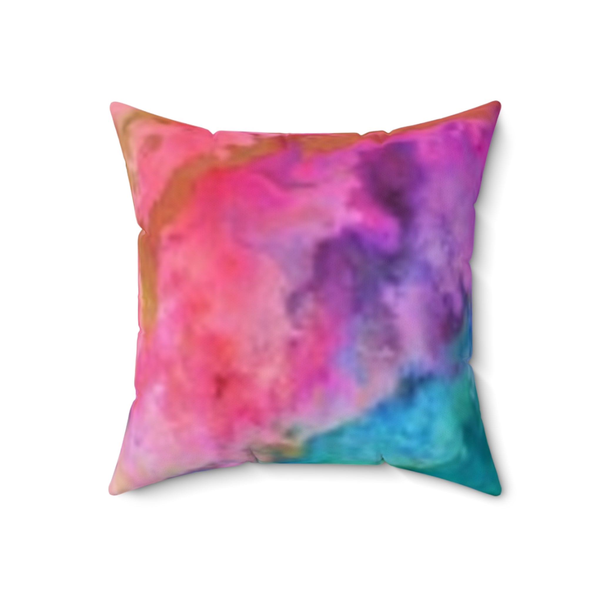 Coussin décoratif abstrait à l'aquarelle — Rose et bleu vifs