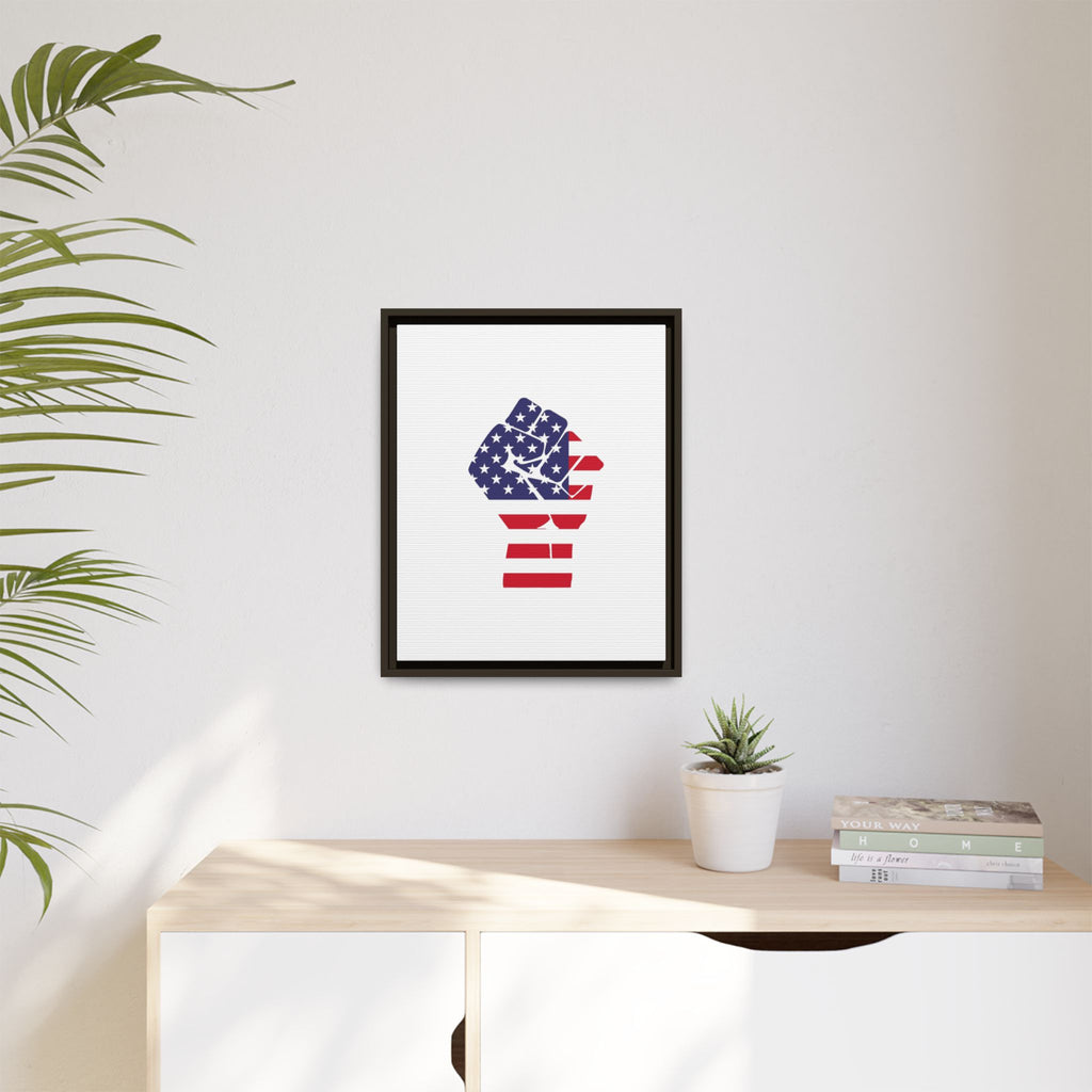 Framed Canvas Print – American Flag Fist Wall Art