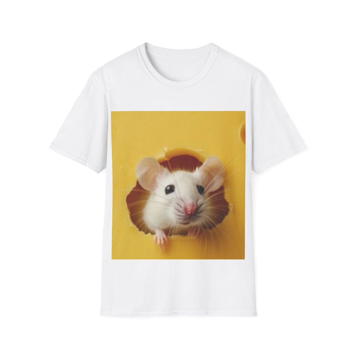 T-Shirt — Cute White Mouse Photo Tee (Peek-a-Boo Rodent Crewneck)