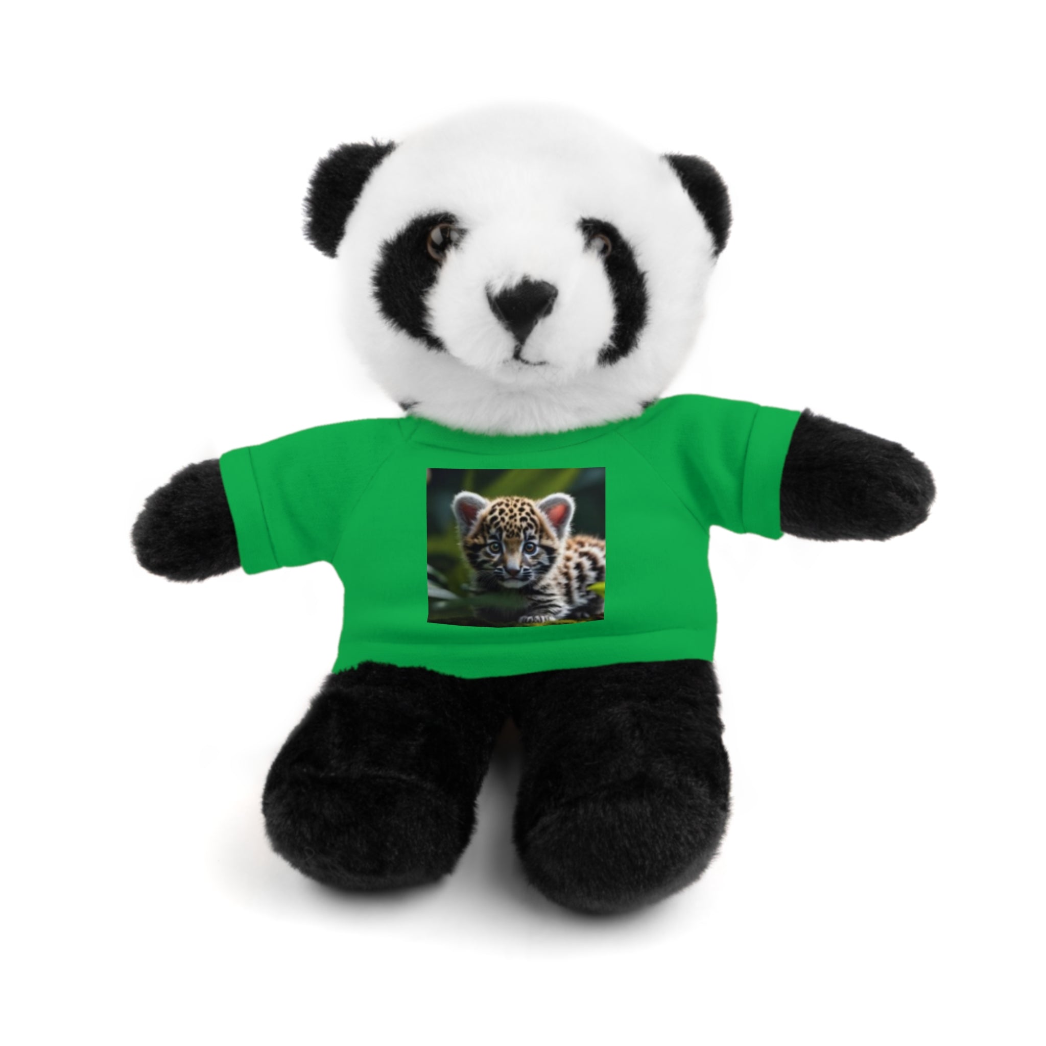 Plush Teddy Bear with Leopard Cub Tee — Cute Animal Gift for Kids & Wildlife Lovers