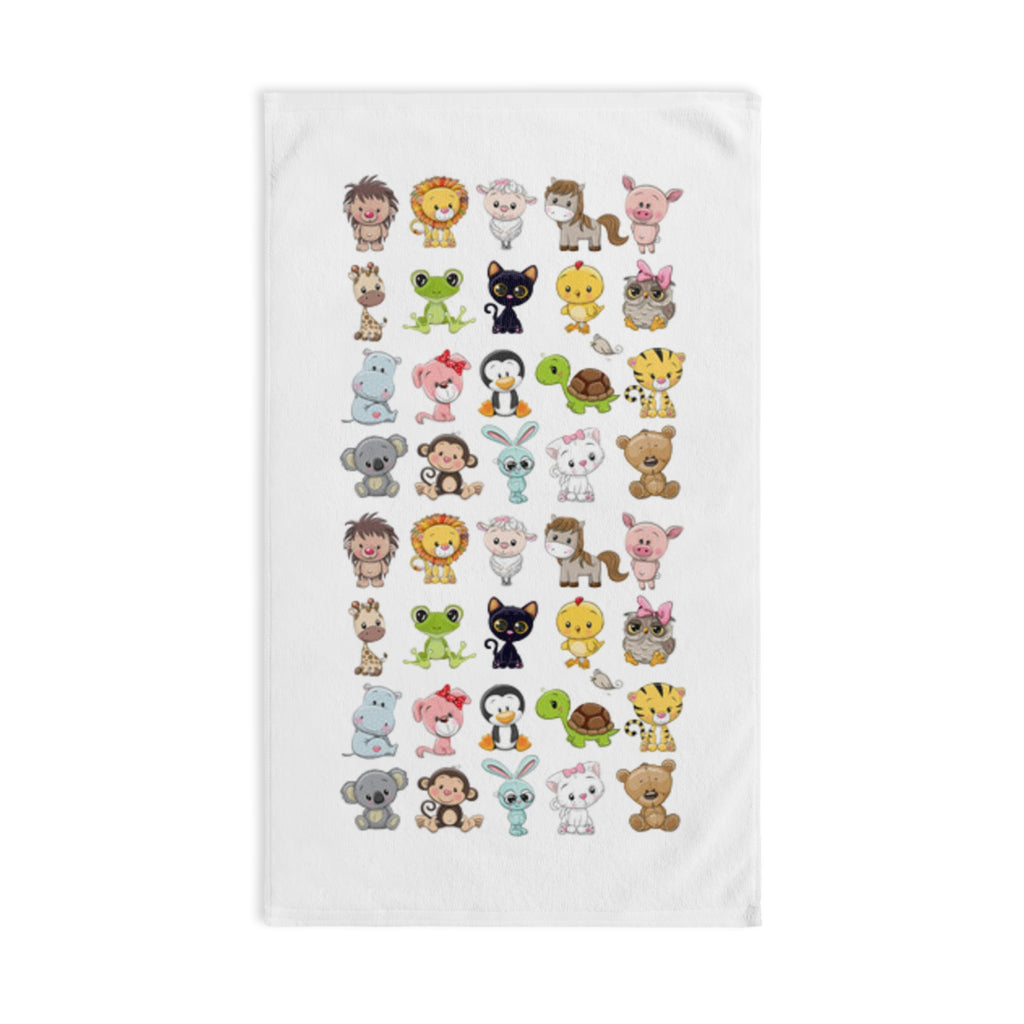 Cute Baby Animals Hand Towel — Nursery Cartoon Critter Pattern
