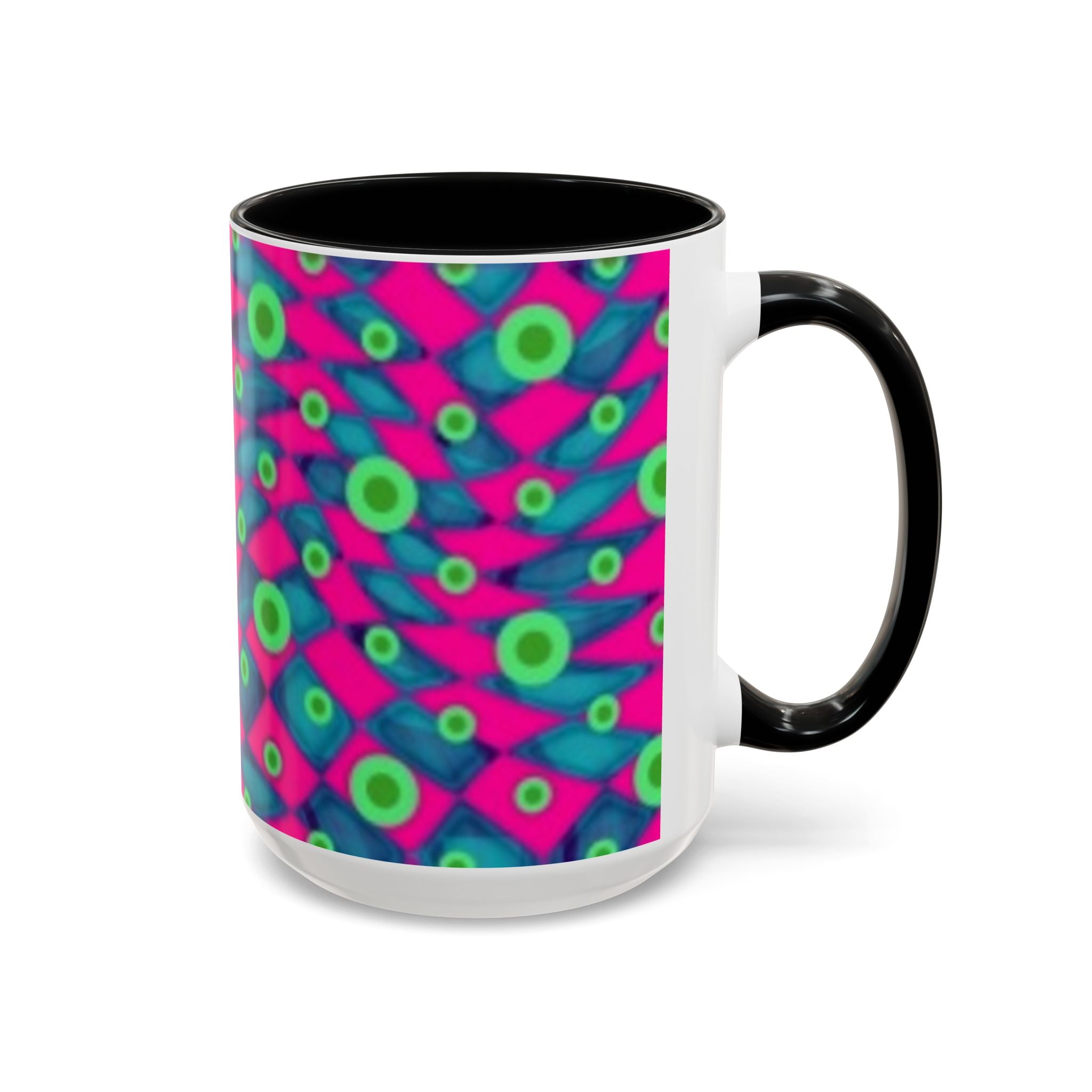 Abstract Neon Pattern Coffee Mug — Vibrant Retro Geometric Accent Mug (11/15oz)