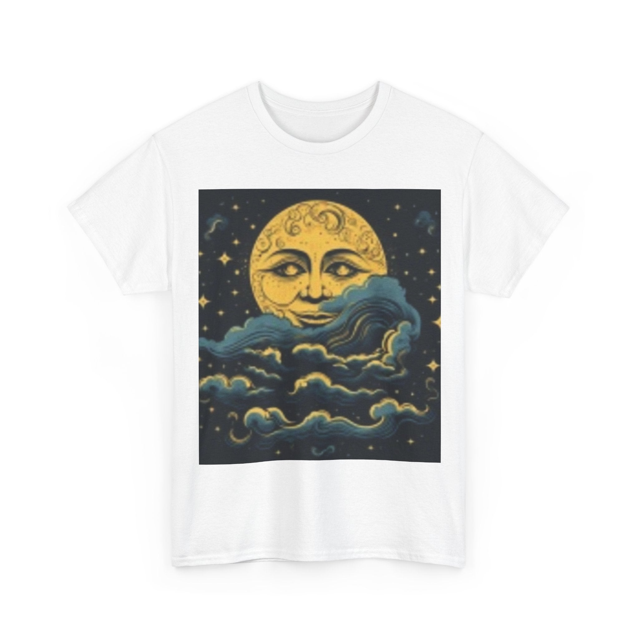 Vintage Moon & Clouds Graphic Tee — Retro Celestial T-Shirt