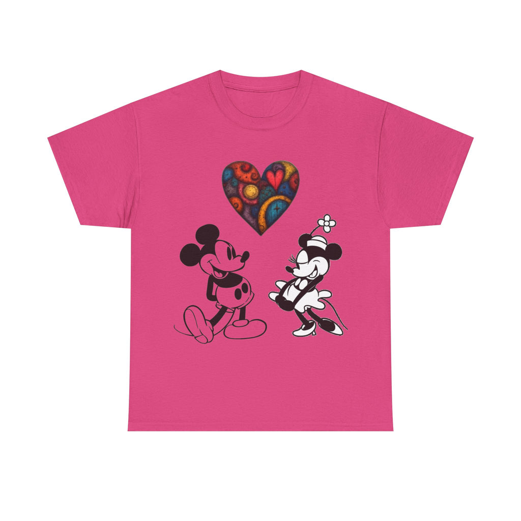 Classic Cartoon Mickey Mouse & Minnie Mouse Graphic T-shirt