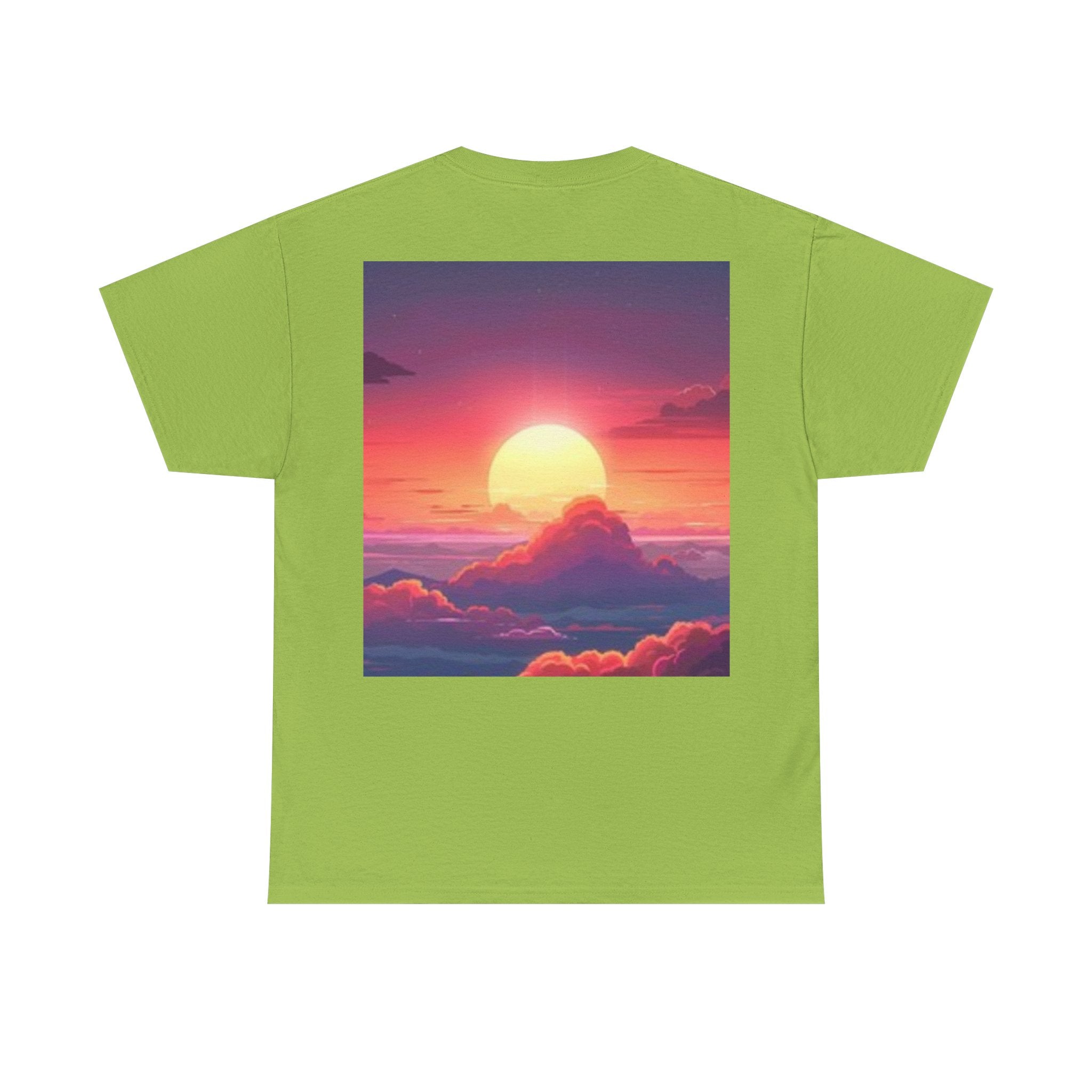 Mythic Sunset Portrait Tee — Artistic Goddess & Vibrant Sunset Graphic T-Shirt