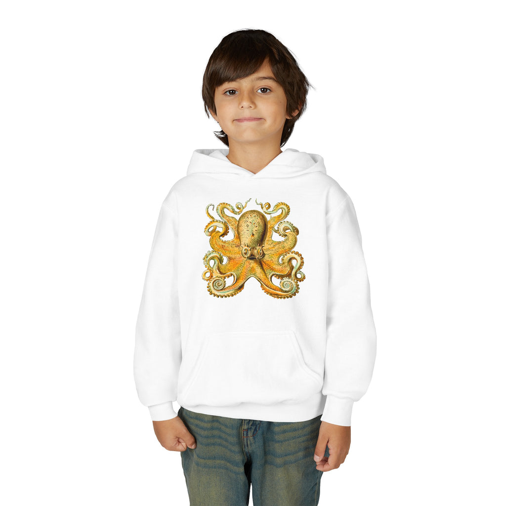 Youth Hoodie with Vintage Octopus & Underwater Scene — Kids Ocean Crew Pullover