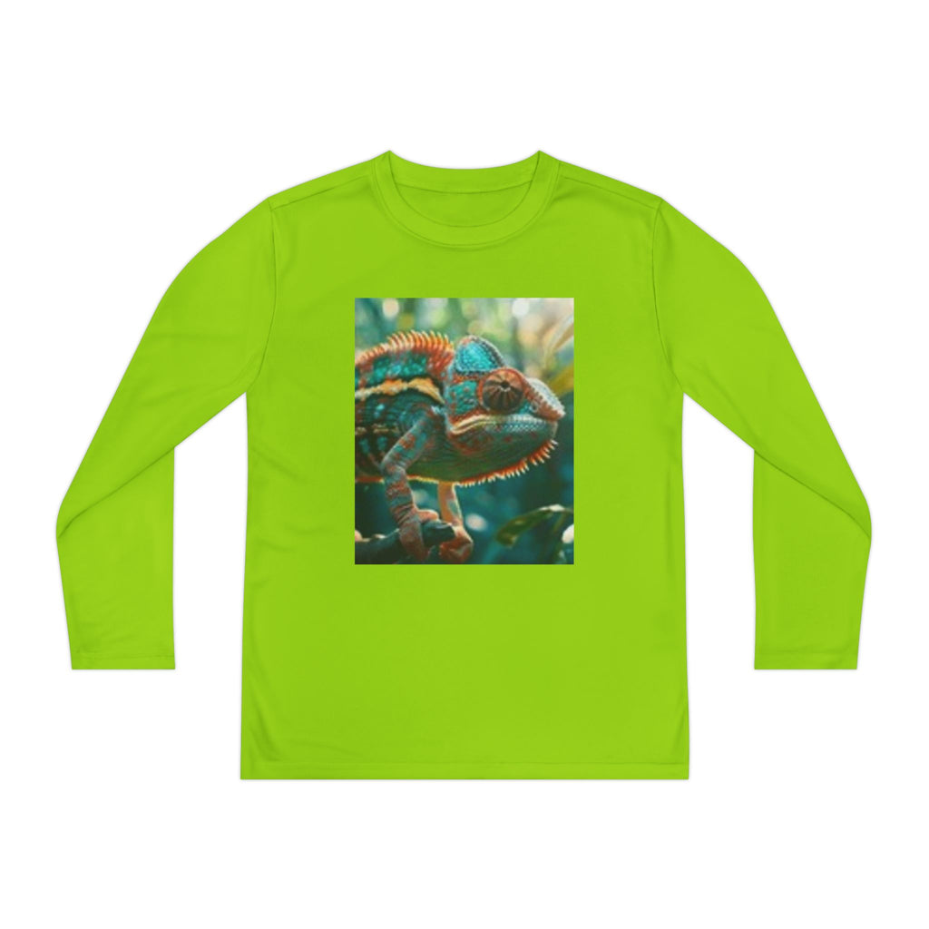 Youth Long Sleeve Tee — Tropical Chameleon Graphic