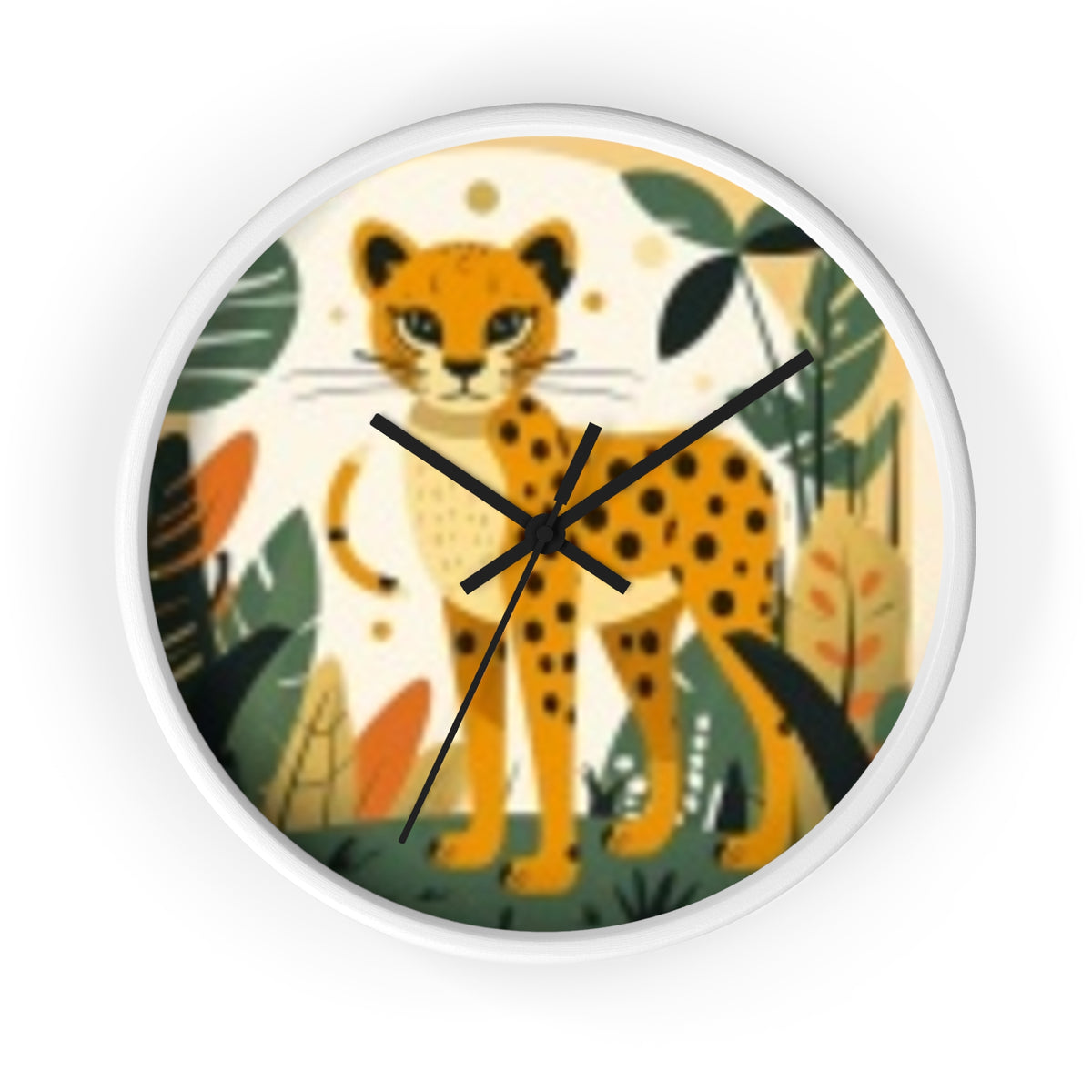 Cheetah Jungle Wall Clock — Cute Safari Nursery & Children  Decor