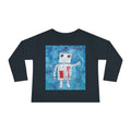 Toddler Long Sleeve Tee — Playful Robot & Colorful Sunrise Graphic Shirt