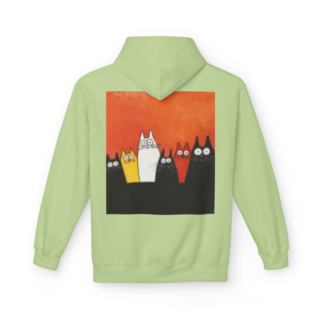 Women's Cute Cat Trio Hoodie – Whimsical Orange & Black Cat Graphic Pullover