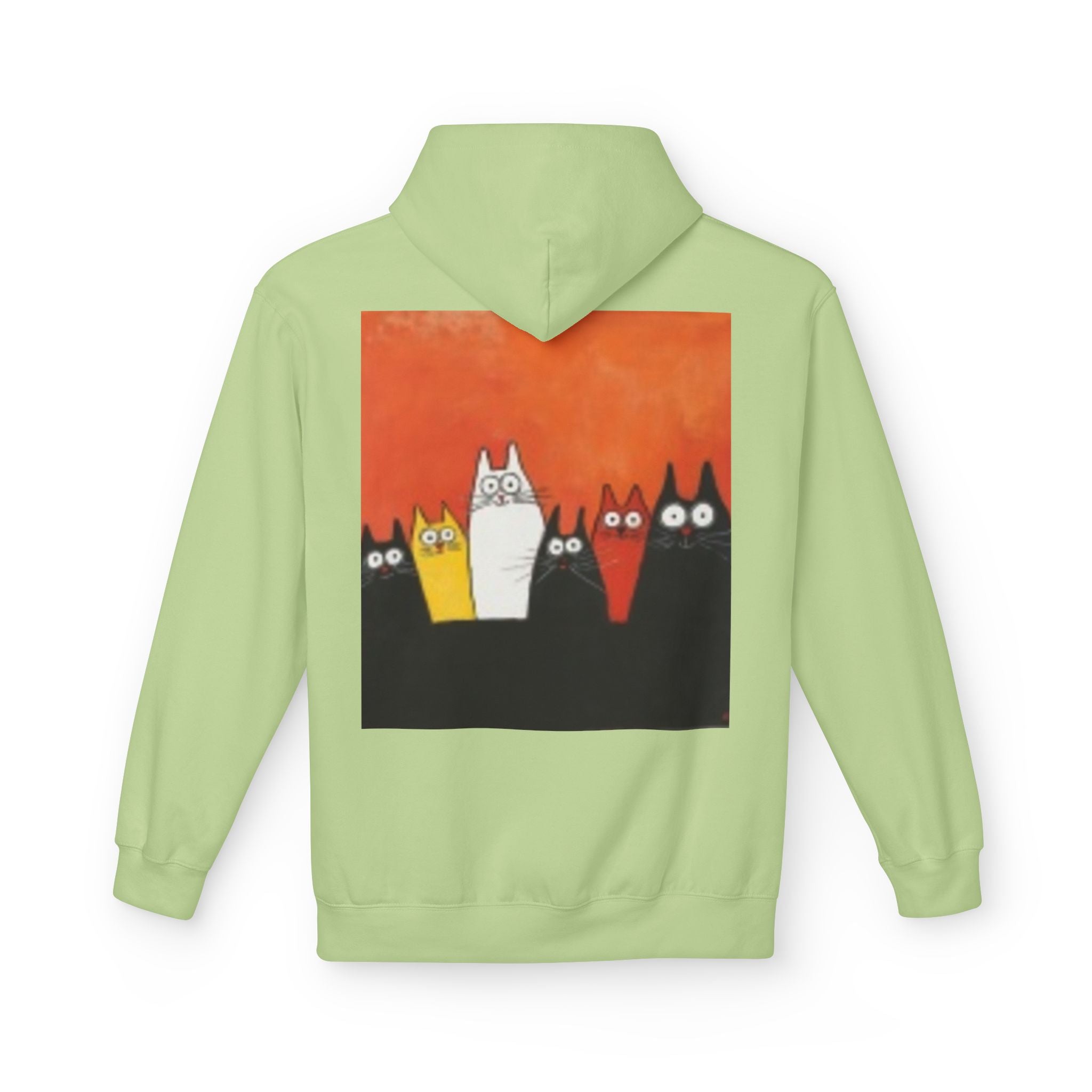 Women's Cute Cat Trio Hoodie – Whimsical Orange & Black Cat Graphic Pullover