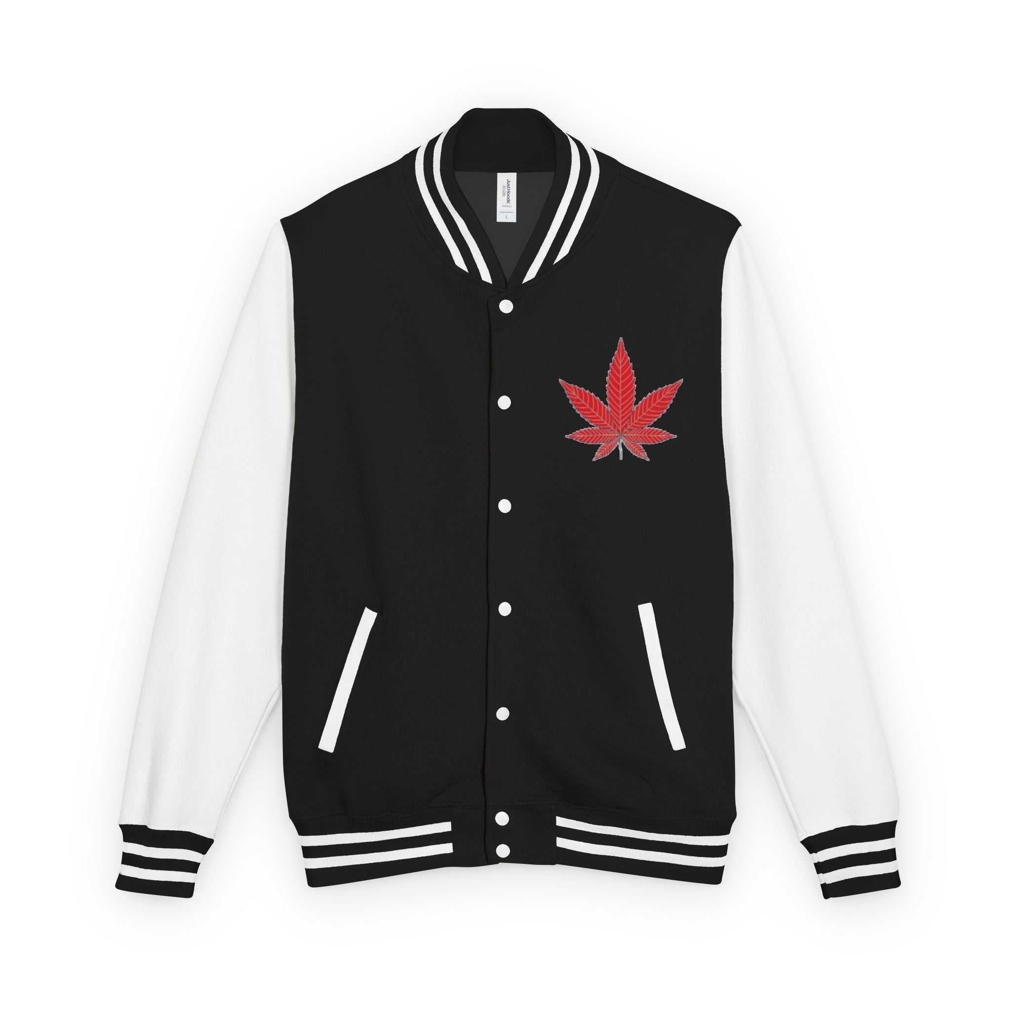 Cannabis Letterman Jacket — 'Burning' Skull & Leaf Varsity Jacket