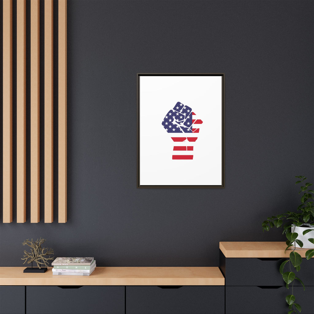 Framed Canvas Print – American Flag Fist Wall Art