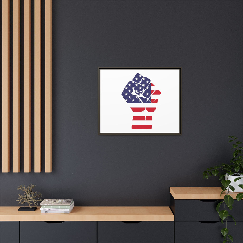 Framed Canvas Print – American Flag Fist Wall Art