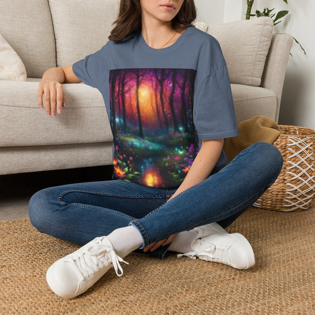 Mystic Forest Sunset T-Shirt — Enchanted Glow Woodland Graphic Tee