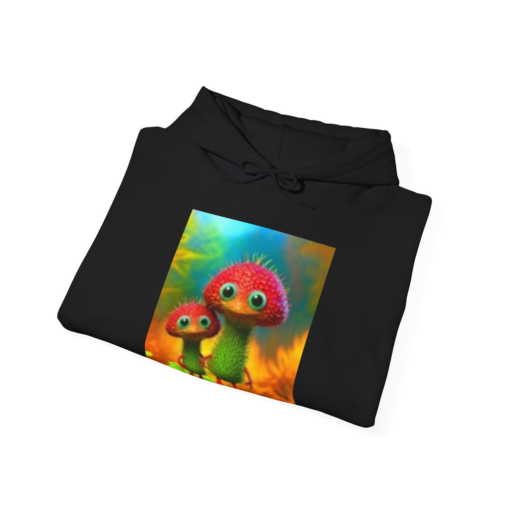 Psychedelic Mushroom Creatures Hoodie — Colorful Fractal Art Pullover