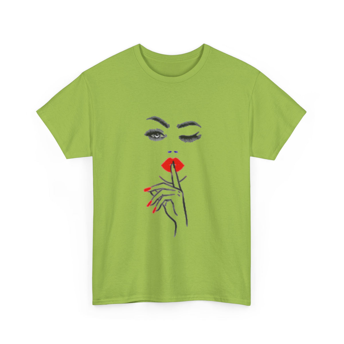 Wink & Shh Graphic Tee — Red Lips Fashion T-Shirt